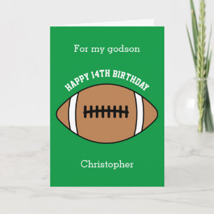 Green Football Sport 14th Birthday Card