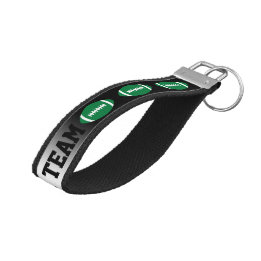 Green Football Team Coach, Trainer or Staff Custom Wrist Keychain