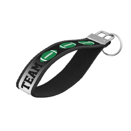 Green Football Team Coach Trainer or Staff Custom Wrist Keychain