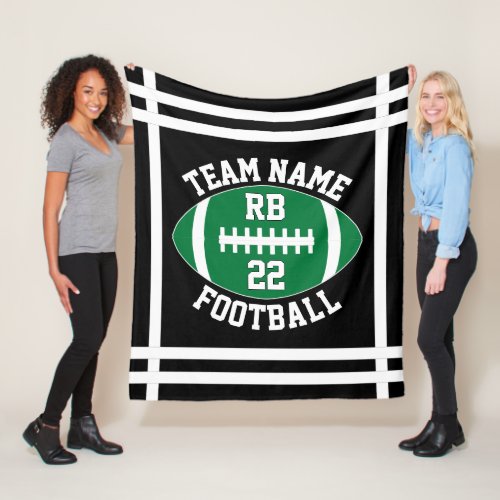 Green Football Team Name Player Position  Number Fleece Blanket