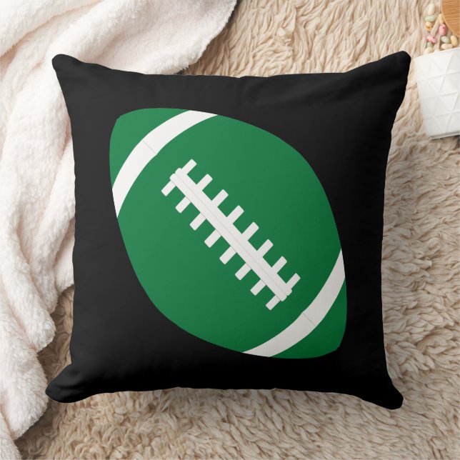 Green Football Team Player Boys Sports Bedroom Throw Pillow (Blanket)