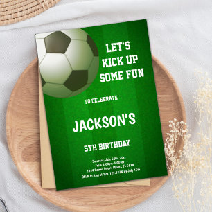 Green Football Theme for Kids Invitation