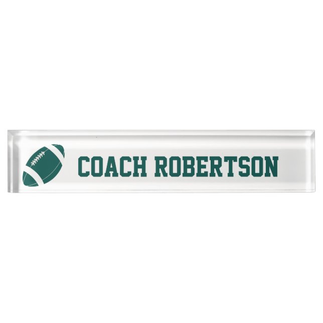 Green Football Themed Personalized Desk Name Plate (Front)