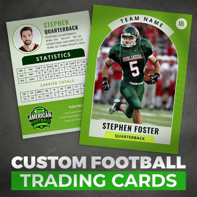 Green Football Trading Card, Custom Sports Card (Creator Uploaded)