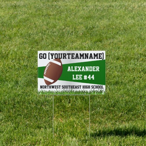 Green Football Yard Sign, Custom Name/School Sign | Zazzle