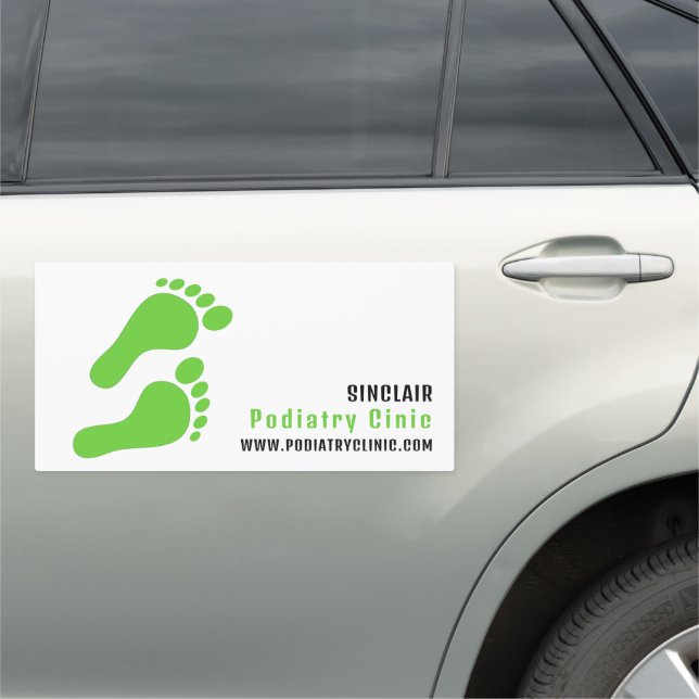 Green Footprints, Podiatry Clinic, Podiatrist Car Magnet (In Situ)