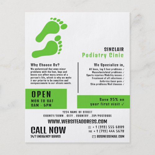 Green Footprints Podiatry Clinic Podiatrist Flyer
