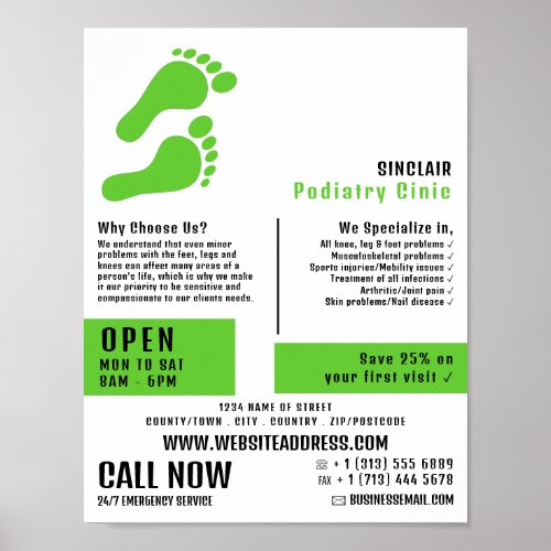 Green Footprints Podiatry Clinic Podiatrist Poster