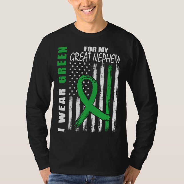 Green For Great Nephew Kidney Disease Awareness Fl T-Shirt (Front)