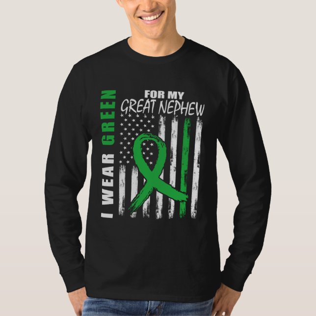 Green For Great Nephew Kidney Disease Awareness Fl T-Shirt (Front)