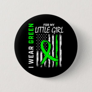 Green For Little Girl Daughter Kidney Disease Awar Button
