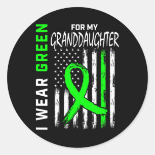 Green For My Granddaughter Kidney Disease Awarenes Classic Round Sticker