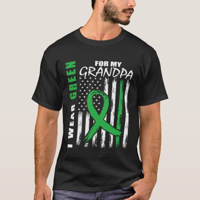 Green For My Grandpa Kidney Disease Awareness USA  T-Shirt (Front)