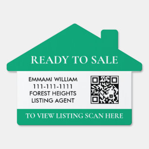 Green For Sale Open House Real Estate QR Code Sign