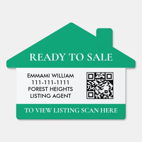 Green For Sale Open House Real Estate QR Code Sign