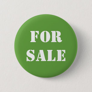 Green FOR SALE Typography Pinback Button
