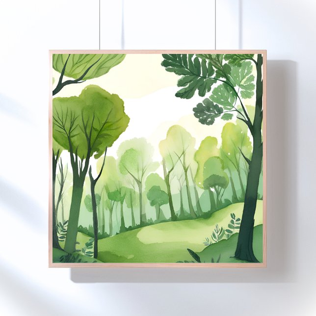 Green Forest | Airy Watercolor Landscape Poster (Creator Uploaded)