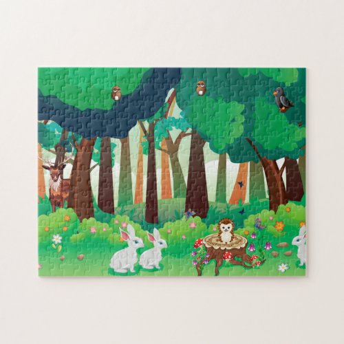 Green forest and cute animals jigsaw puzzle