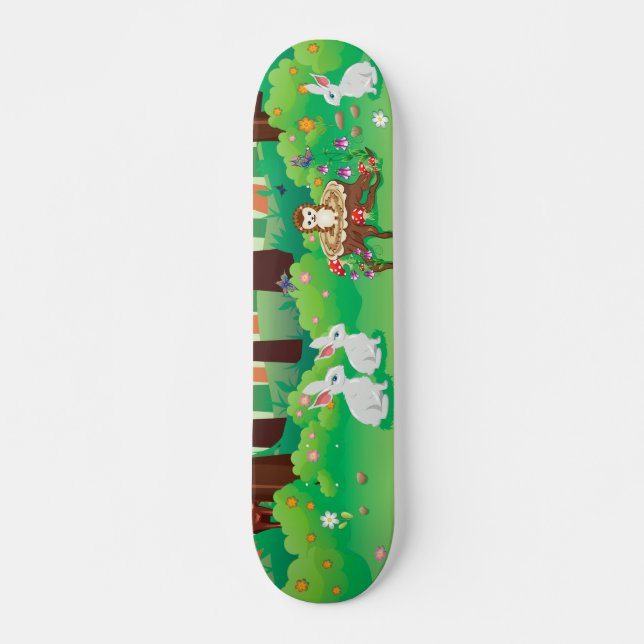 Green forest and cute animals skateboard (Front)
