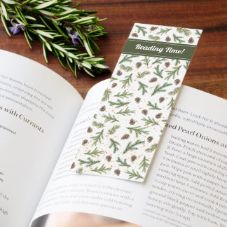 Green Forest Branches with Pinecones Bookmarks