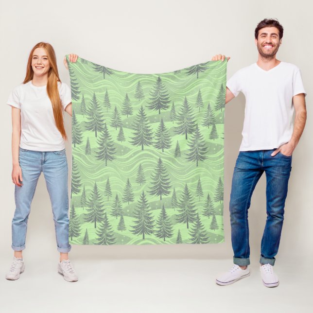 Green Forest Christmas Fleece Blanket (In Situ)