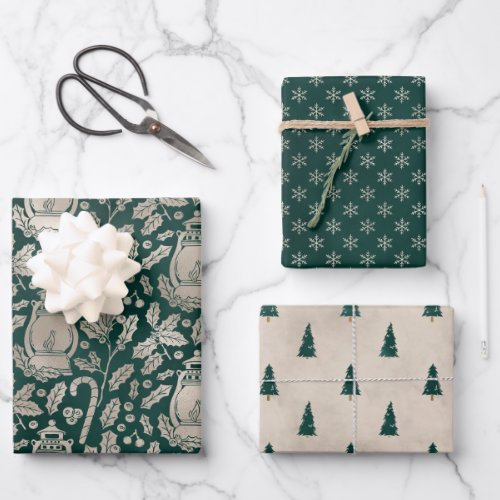 Green Forest Christmas Wrapping Paper Sheets