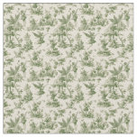 Green Forest fairies Toile de Jouy Pattern Fabric
