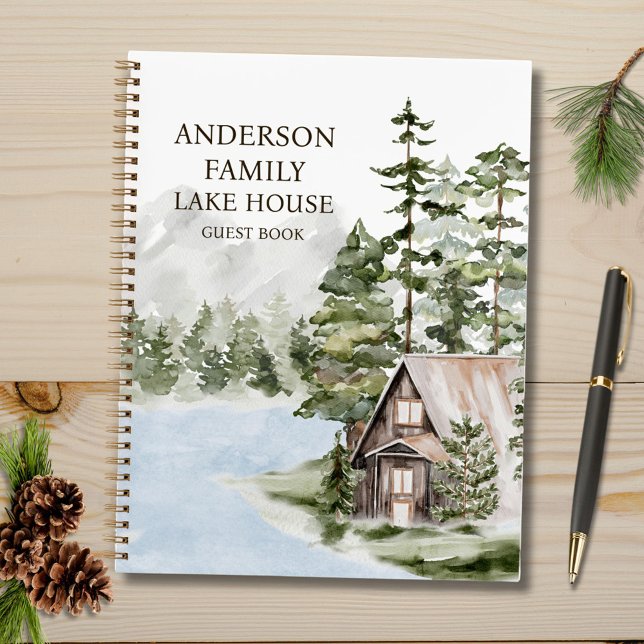 Green Forest Family Lake House Cabin Guest Book (In situ)
