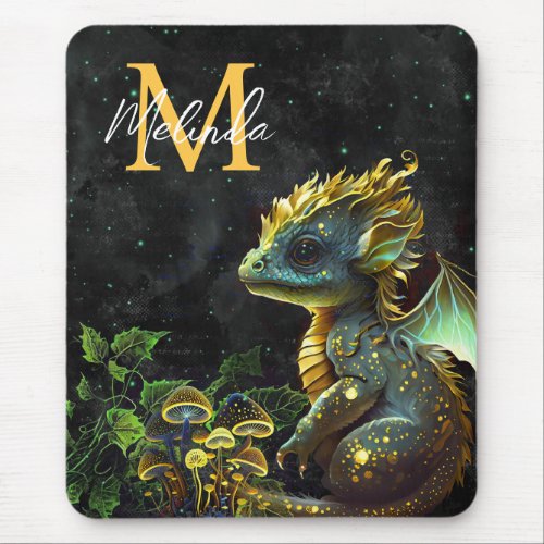 Green Forest Fantasy Dragon Mouse Pad