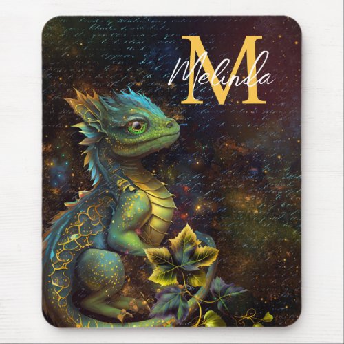 Green Forest Fantasy Dragon Mouse Pad