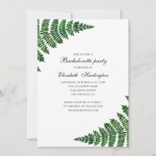 Green forest fern. Woodland bachelorette party Invitation
