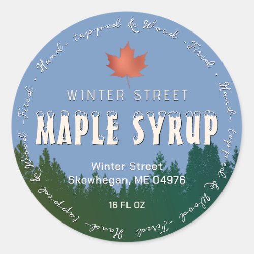 Green Forest Gold Leaf Wood Fired Maple Syrup Classic Round Sticker