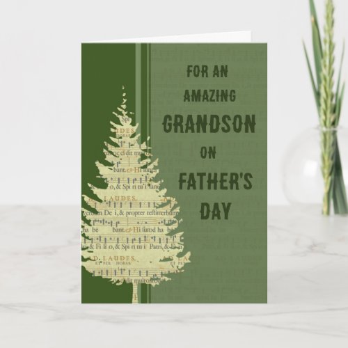 Green Forest Grandson Happy Fathers Day Card