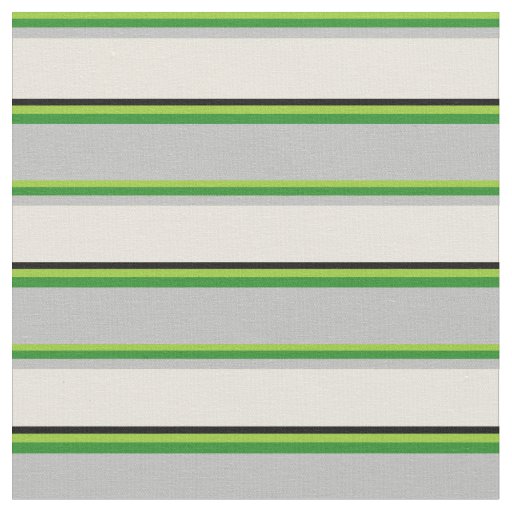 Green, Forest Green, Grey, Beige, and Black Lines Fabric