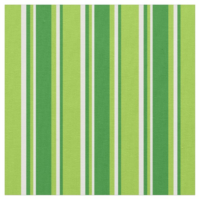 Green, Forest Green & White Striped/Lined Pattern Fabric (Close Up)