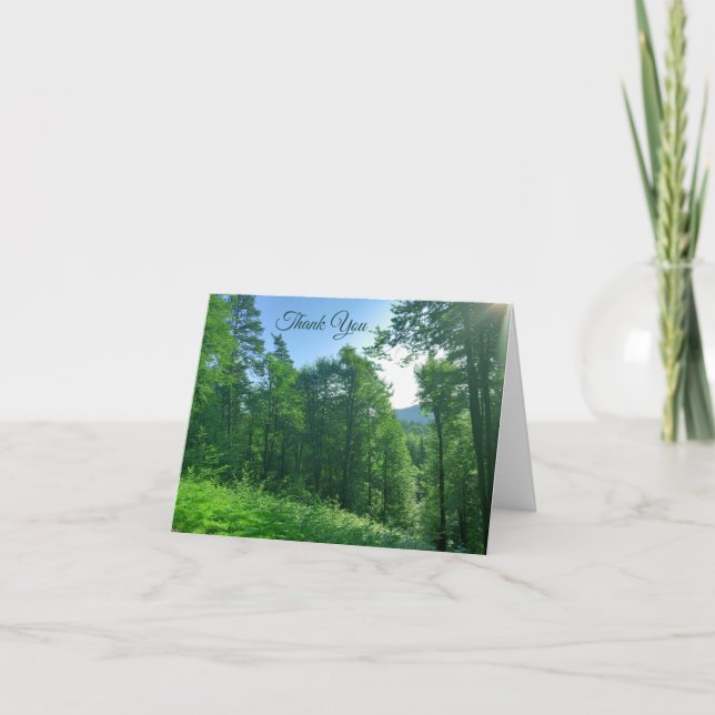Green Forest Landscape  Letterpress Thank You Card (Front)