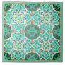 Green forest mandala geometric  ceramic tile
