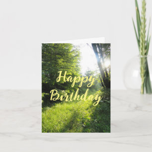 Green Forest Meadow Happy Birthday Card