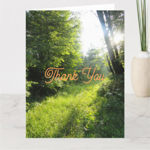 Green Forest Meadow Letterpress Thank You Card