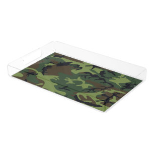 Green Forest Military Camo Acrylic Tray