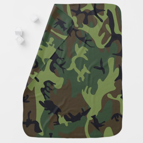 Green Forest Military Camo Baby Blanket