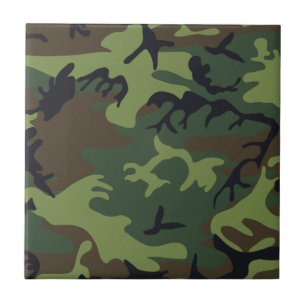 Green Forest Military Camo Ceramic Tile