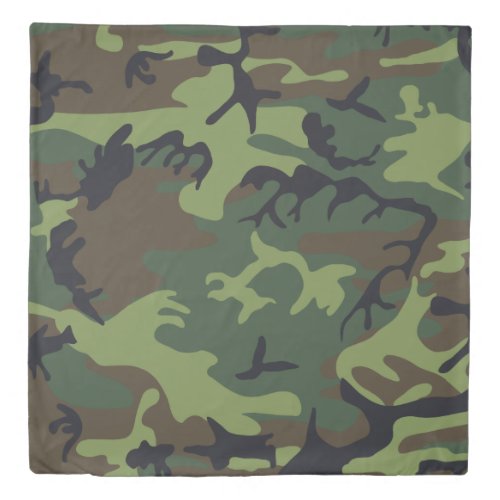 Green Forest Military Camo Duvet Cover