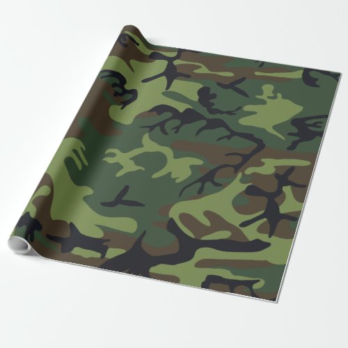 Green Forest Military Camo Hunting Pattern Wrapping Paper