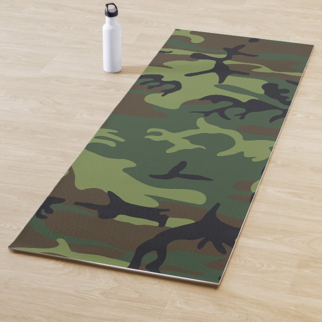 Green Forest Military Camo Pattern Yoga Mat (In Situ)