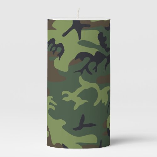 Green Forest Military Camo Pillar Candle