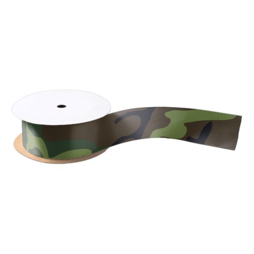 Green Forest Military Camo Satin Ribbon