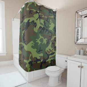 Green Forest Military Camo Shower Curtain