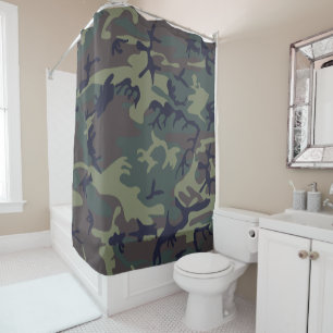 Green Forest Military Camo Shower Curtain