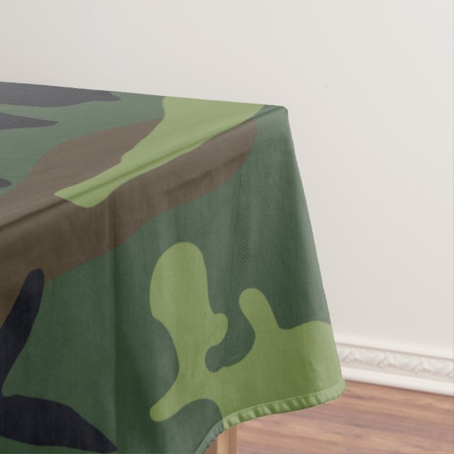 Green Forest Military Camo Tablecloth (In Situ)